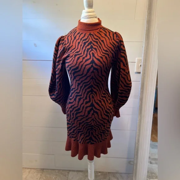 slim fit dress slacks Audra Puff Sleeve Dress Warm Shop